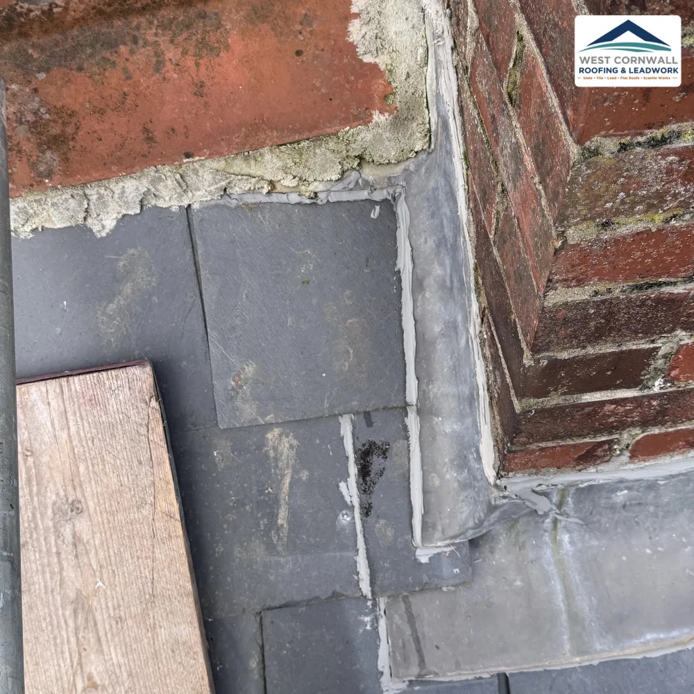 Failed chimney lead, before