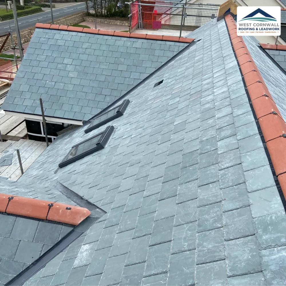 Multi-hipped roof, terracotta ridges