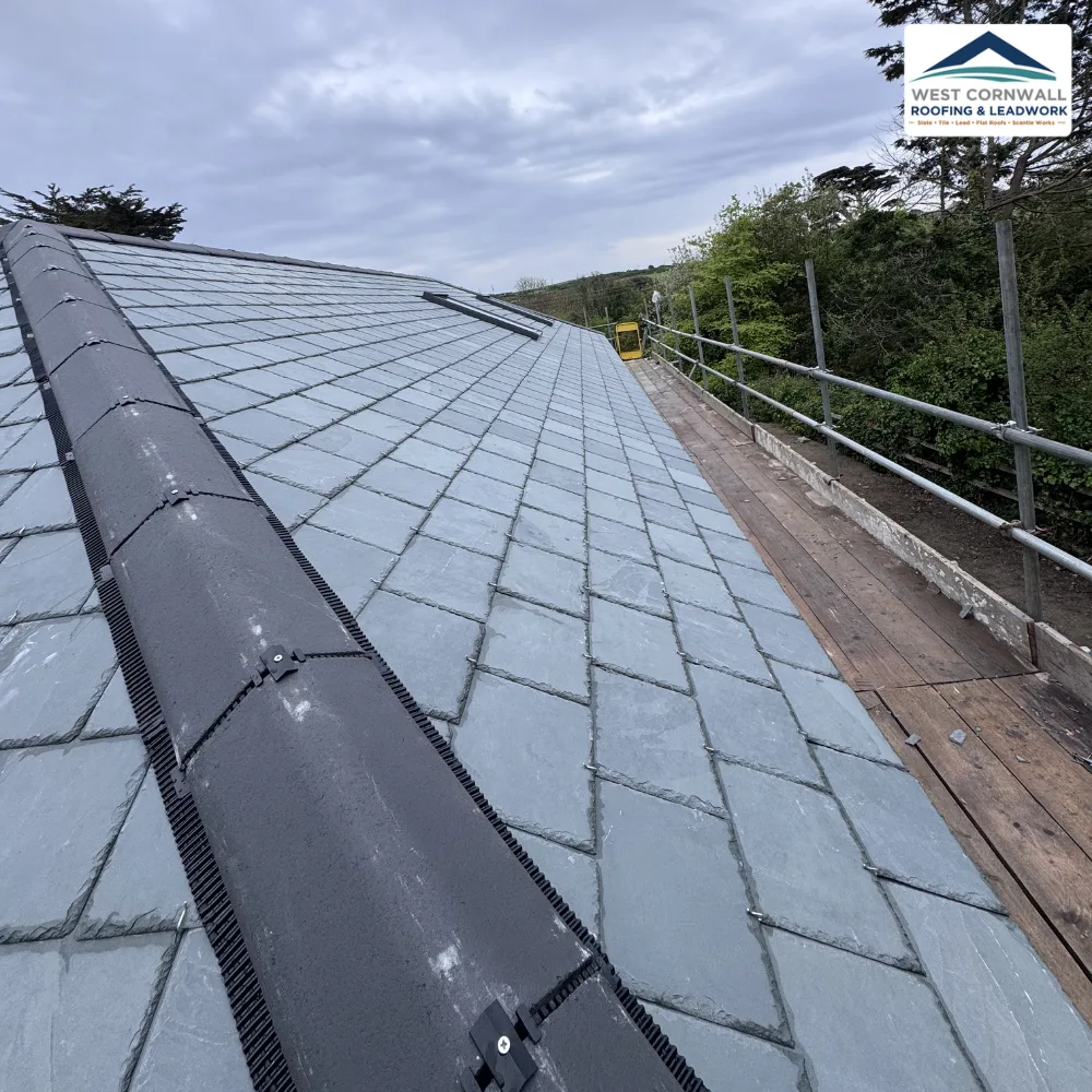 New-build hipped slate roof