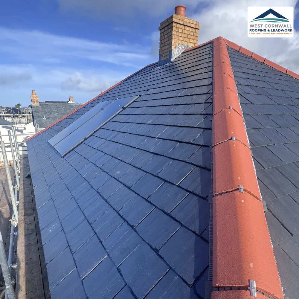 Slate roof with solar panels